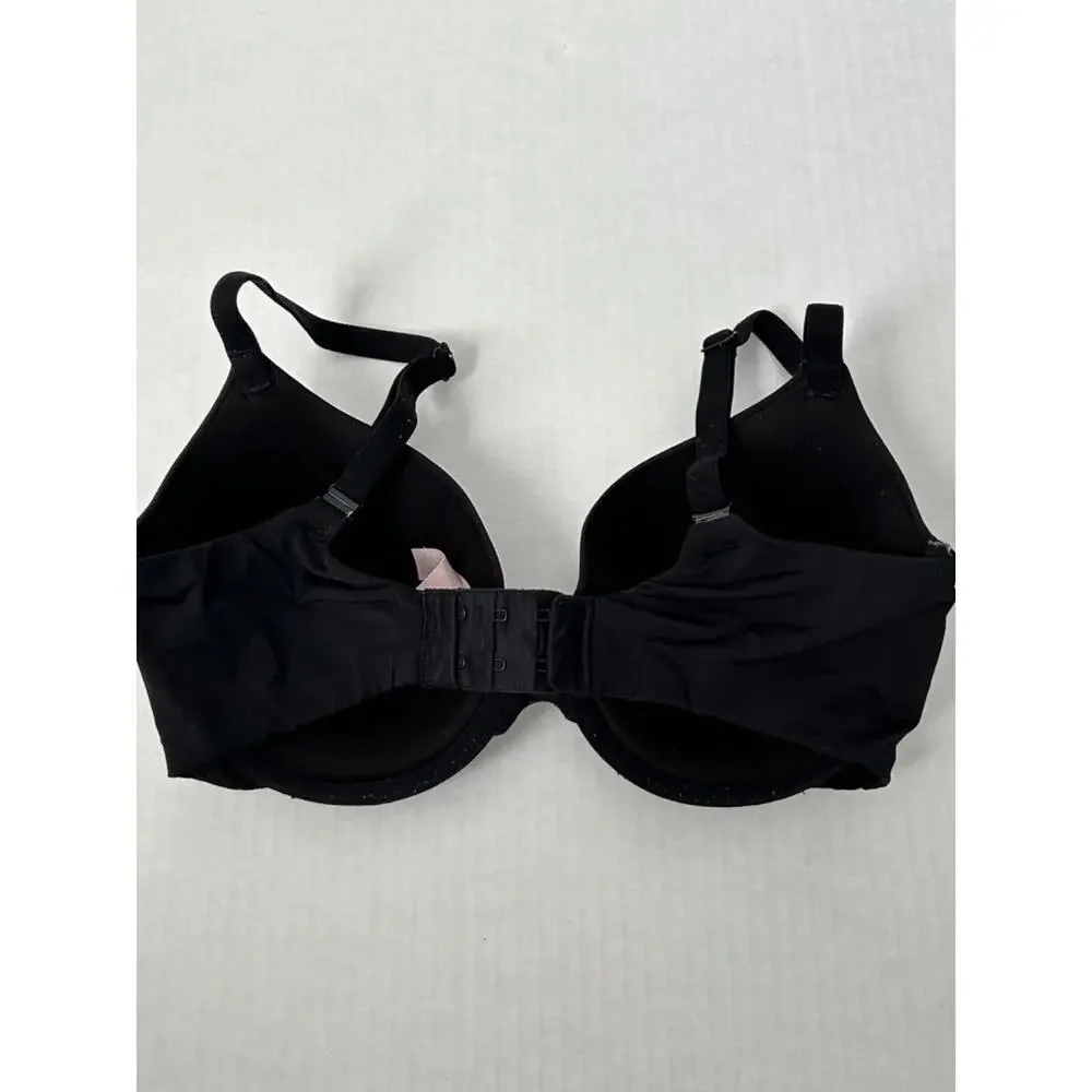 Victoria's Secret Bra Size 32DD Black Underwired Demi T-Shirt Back Closure
